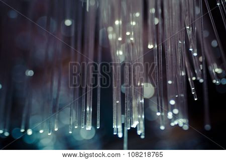 Fiber optic cables, fibre connection, telecomunications concept.
