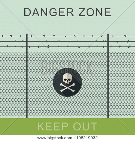 Danger zone and skull sign.