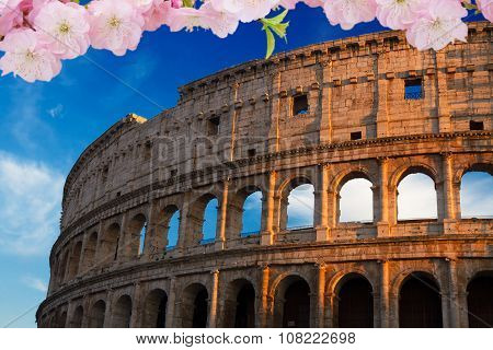 Colosseum at sunset in Rome, Italy