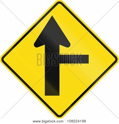 New Zealand Road Sign - Side Road Junction Controlled On Right