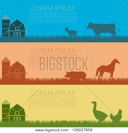 Set of farm banners