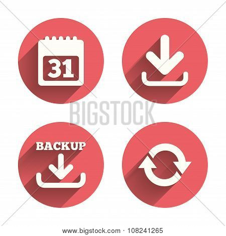 Download and Backup signs. Calendar, rotation