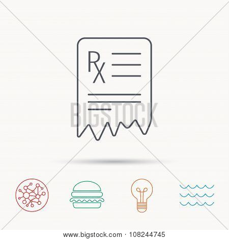 Medical prescription icon. Health document sign.