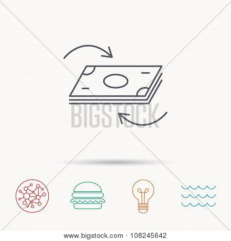 Money flow icon. Cash investment sign.