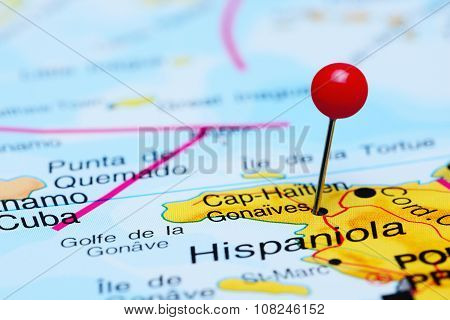 Gonaives pinned on a map of America