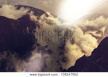 Pico Ruivo and Pico do Areeiro mountain peaks in  Madeira, Portugal