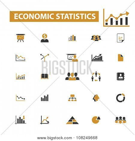 economic statistics, analytics  icons, signs vector concept set for infographics, mobile, website, application
