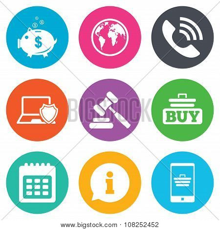 Online shopping, e-commerce and business icons.