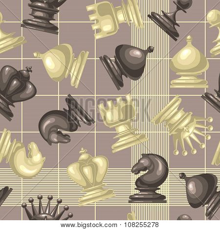 Vector seamless pattern with chess piece.