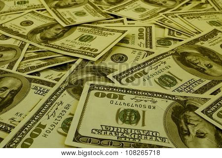 Mount Of Hundred Dollar Banknotes Background Texture Warm Filtered