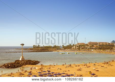 Playa De Las Vistas Beach In Los Cristianos, Tenerife, Spain