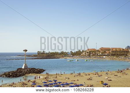 Playa De Las Vistas Beach In Los Cristianos, Tenerife, Spain