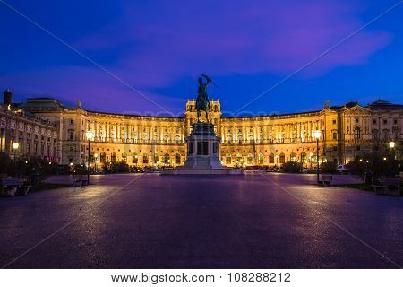 Exterior Of The Austrian National Library At Sunset