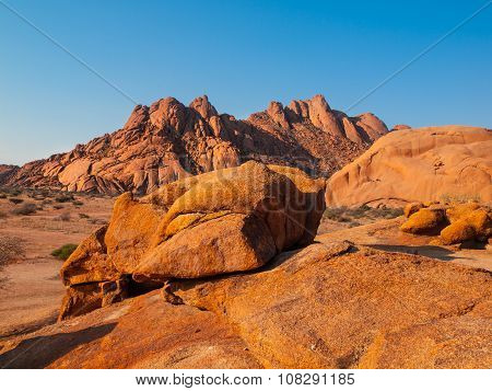 Massive granite rock formations in namibian Spitzkoppe area