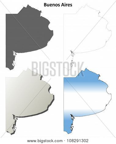 Buenos Aires blank outline map set