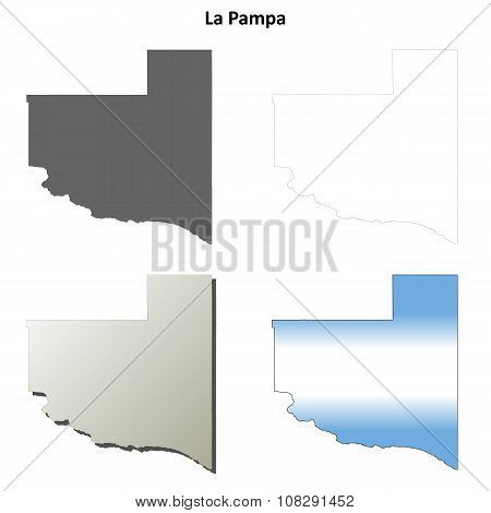 La Pampa blank outline map set