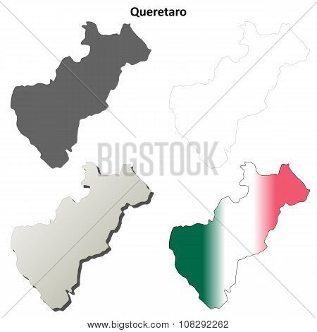 Queretaro blank outline map set