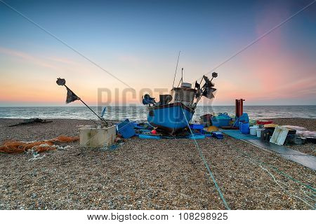 Beautiful Sunrise Over A Fishing Boat
