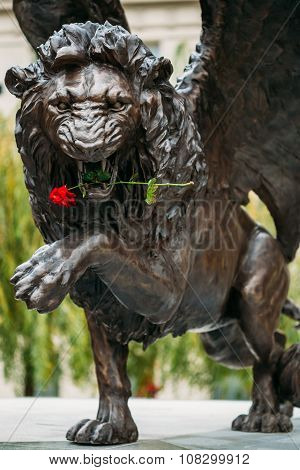 Winged Lion Memorial in Prague Czech Republic.