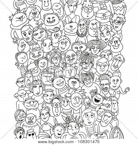 Funny pattern crowd of people faces