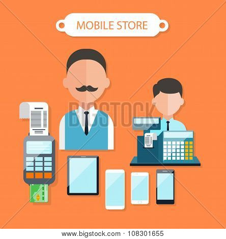 Mobile Store Concept Flat Design