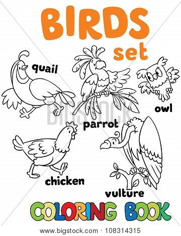 Coloring book with birds