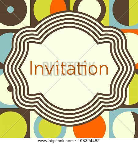 Invitation, Wedding Or Greeting Card Template. Elegant Frame Over Pattern Background Design