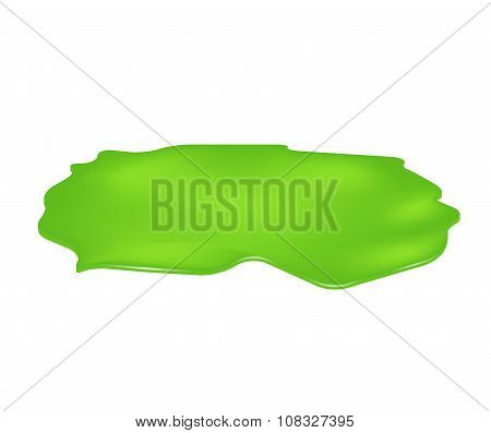 Puddle Of Toxic Substance Spill. Green Chemical Stain, Plash, Drop. Vector Illustration Isolated On
