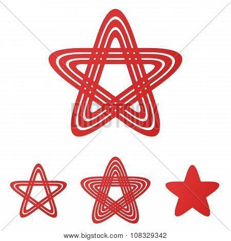Red star loop logo design set