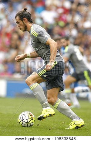 BARCELONA - SEPT, 12: Gareth Bale of Real Madrid during a Spanish League match against RCD Espanyol at the Power8 stadium on September 12, 2015 in Barcelona Spain
