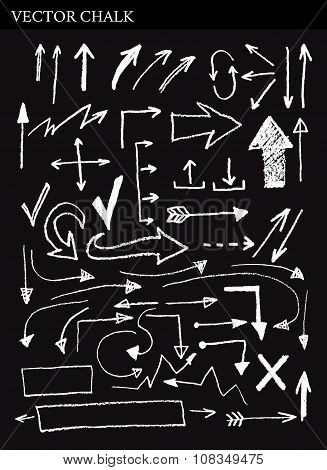 Hand Drawn Vector Chalk Arrows.