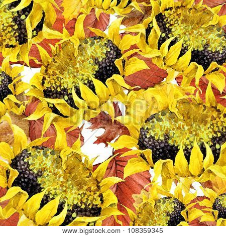 watercolor Autumn nature leaves background