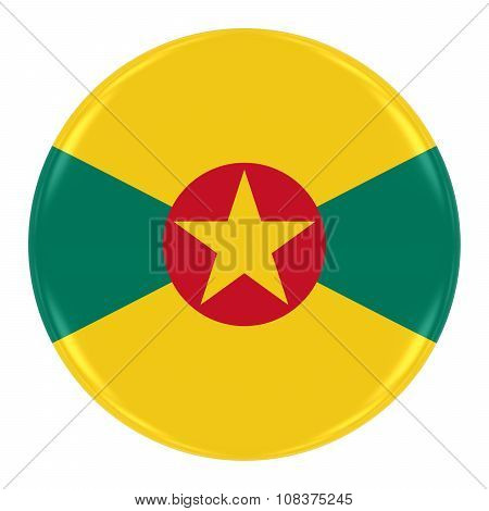 Grenadian Flag Badge - Flag Of Grenada Button Isolated On White