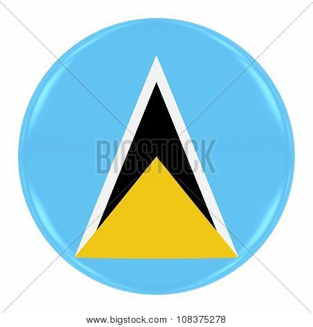 Saint Lucian Flag Badge - Flag Of Saint Lucia Button Isolated On White
