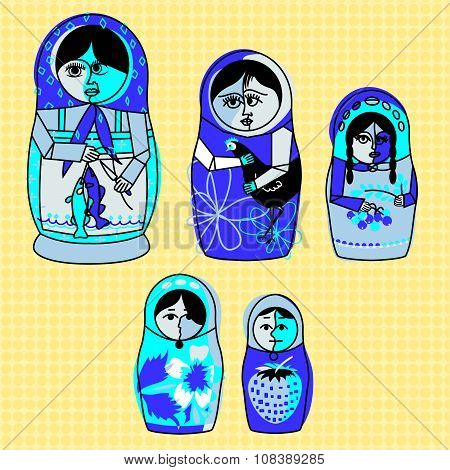 Cubist Russian Matryoshka Nesting Dolls