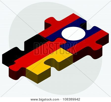Germany And Laos Flags