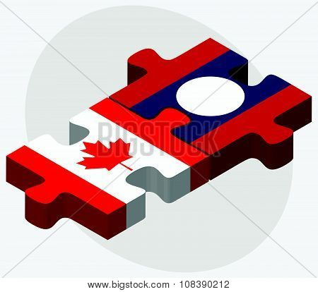 Canada And Laos Flags
