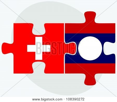 Switzerland And Laos Flags