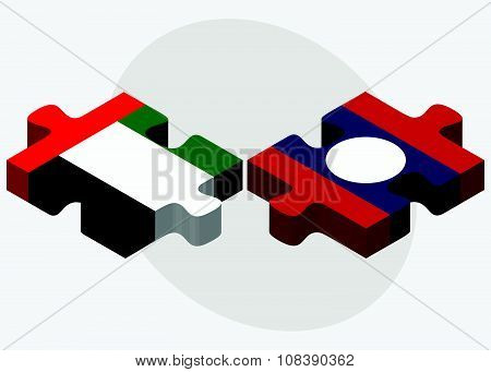 United Arab Emirates And Laos Flags