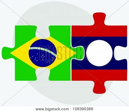 Brazil And Laos Flags