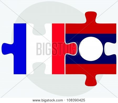 France And Laos Flags