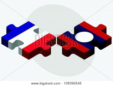 France And Laos Flags
