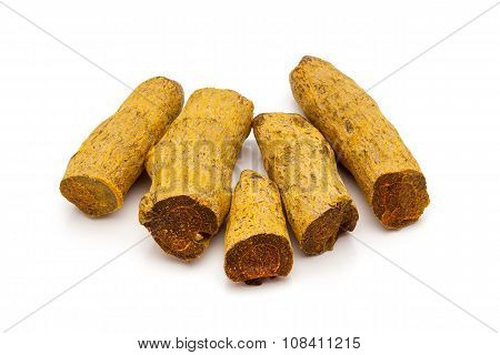 Macro closeup of Organic Long Turmeric.