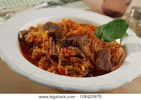 Bigos, the traditional Polish cabbage and meat stew