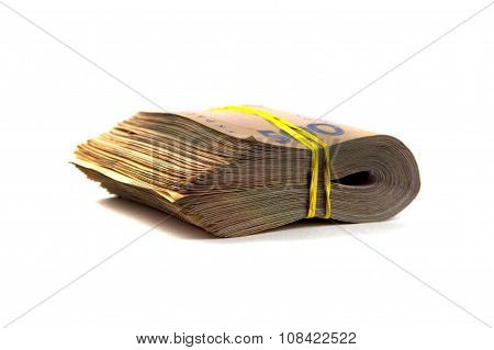 Stack of money isolated on white background