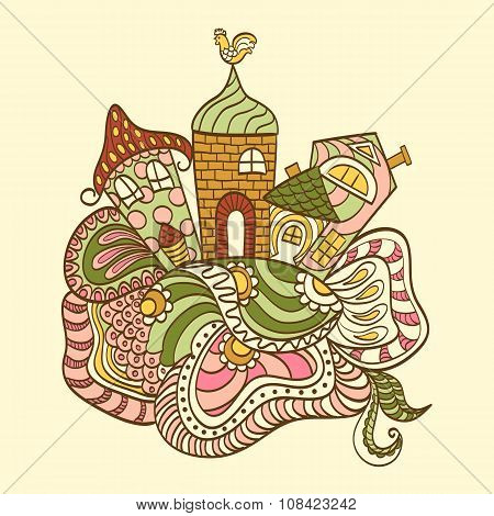 cartoon houses zentangl