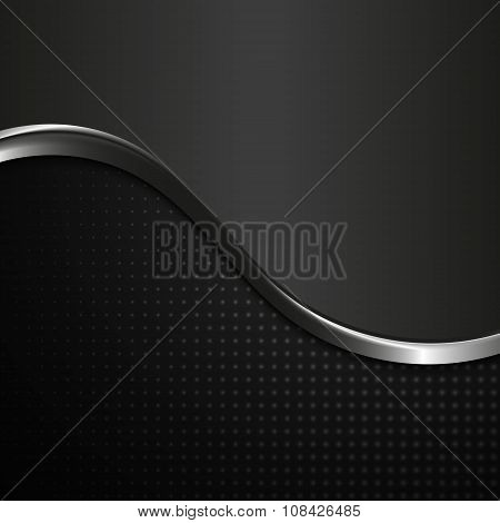 Abstract Black And White Metal Wave Style Vector Background