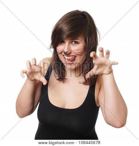 cheeky girl with cat makeup