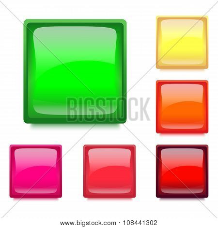 Set With Glossy Square Color Web Buttons