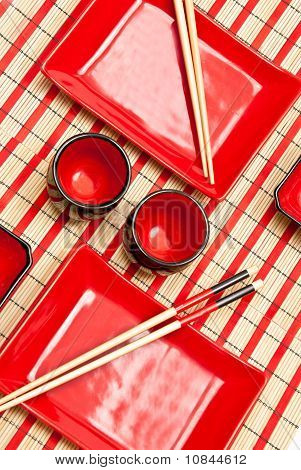Zestaw Sushi czarno -czerwony
